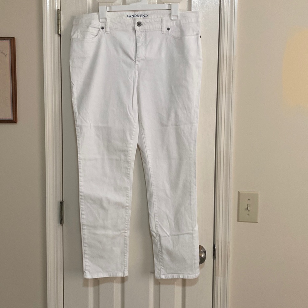 Lands End size 16 Mid rise slim white denim jeans